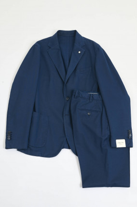 Anzug aus Baumwoll-Leinen-Mix in Navy