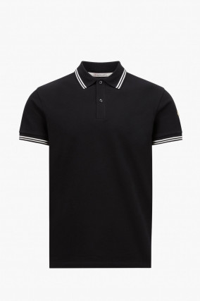 Poloshirt mit Kragendetail in Schwarz/Weiß
