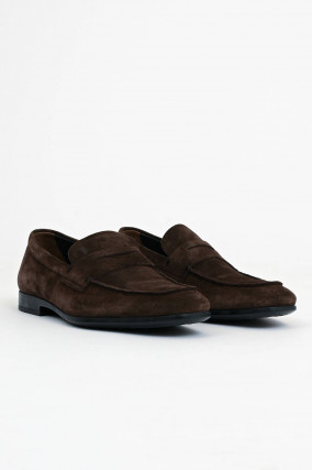 Loafer aus Veloursleder in Braun