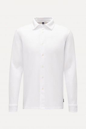Langarm-Poloshirt PIQUE in Weiß