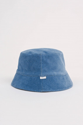 Bucket Hat aus Cord in Mittelblau