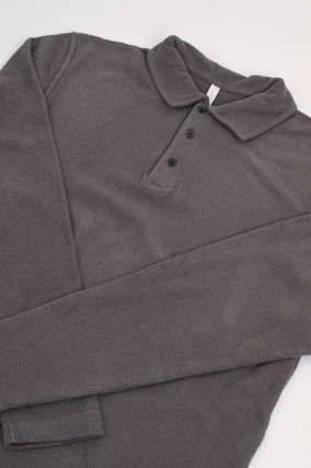 Fleece Poloshirt in Anthrazit