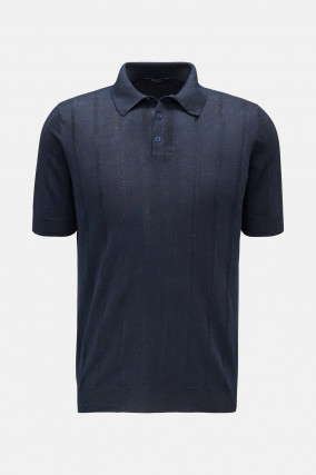 Poloshirt LINEN KNIT mit Streifen in Navy