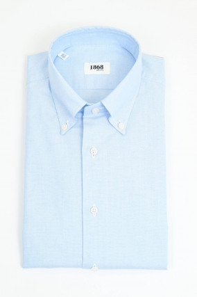 Baumwollhemd mit Button-Down-Kragen in Hellblau