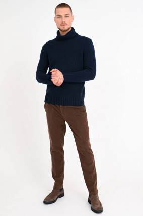 Rollkragen-Strickpullover aus Cashmere in Navy