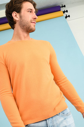 Cashmere Pullover mit Rundhals in Orange