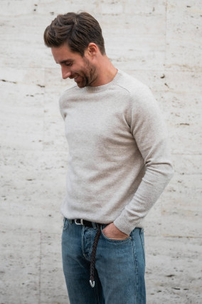 Cashmere Strickpullover in Beige meliert