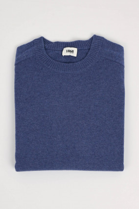 Cashmere Strickpullover in Mittelblau meliert