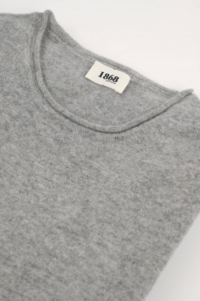 Cashmere Pullover mit gerolltem Saum in Grau