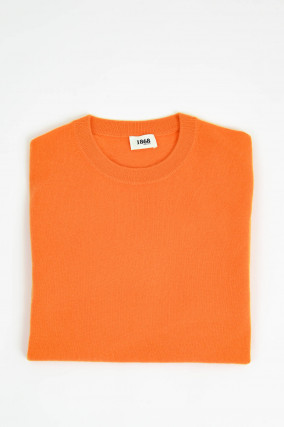 Cashmerepullover mit Rundhals in Orange