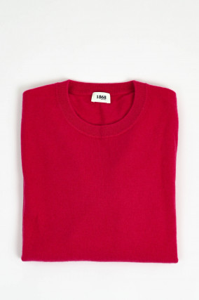 Cashmerepullover mit Rundhals in Magenta