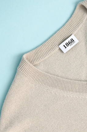 Cashmere Pullover mit V-Ausschnitt in Beige