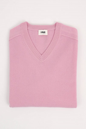 Cashmere V-Neck Pullover in Rosa