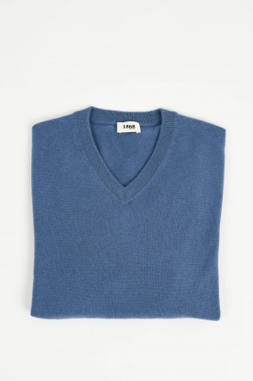 Cashmerepullover mit V-Neck in Sea Side