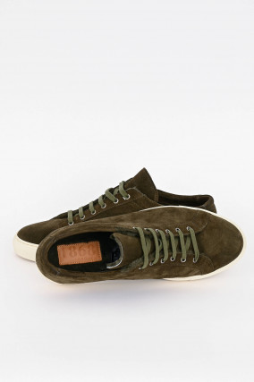 Gefütterter Sneaker aus Veloursleder in Khaki