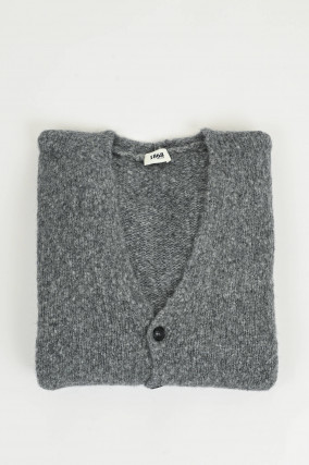 Strickweste aus Woll-Mix in Grau meliert