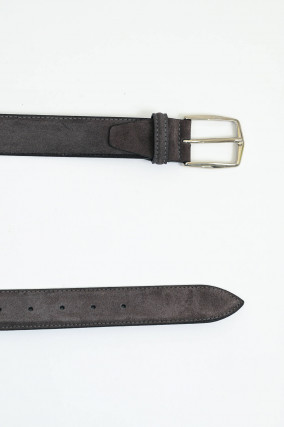 Gürtel aus Velour-Leder in Dunkelgrau 