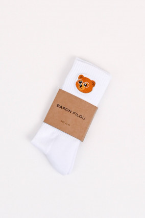 Socken mit Bären-Logo aus Baumwoll-Mix in Weiß
