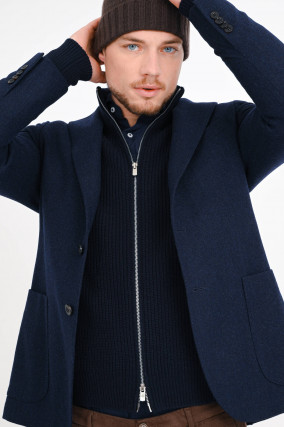 Sakko aus Wolle in Navy