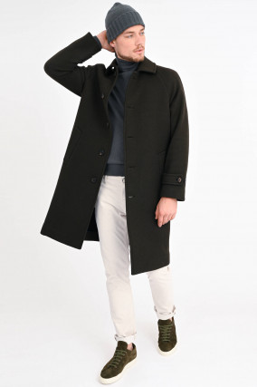 Mantel aus Wolle in Dark Khaki