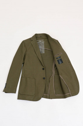 Sakko aus Baumwoll-Leinen-Mix in Khaki