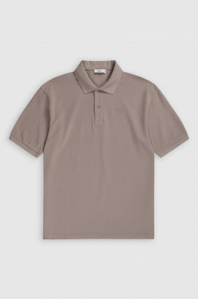 Poloshirt mit gesticktem Logo in Taupe