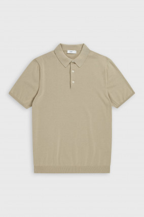 Feinstrick Poloshirt in Olivgrün