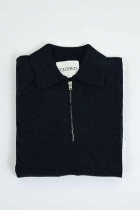 Gestrickter Polo-Pullover in Dark Blue