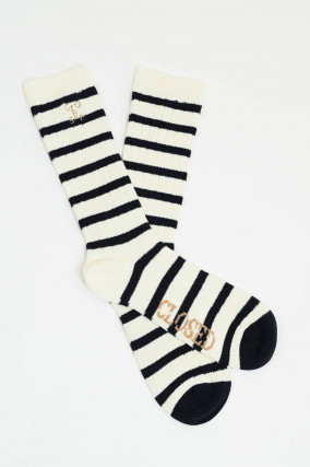 Gestreifte Socken aus Baumwoll-Mix in Navy/Ivory
