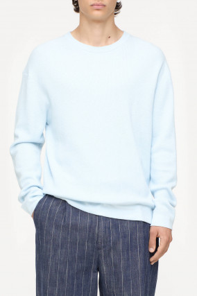 Strickpullover aus Baumwoll-Mix in Hellblau