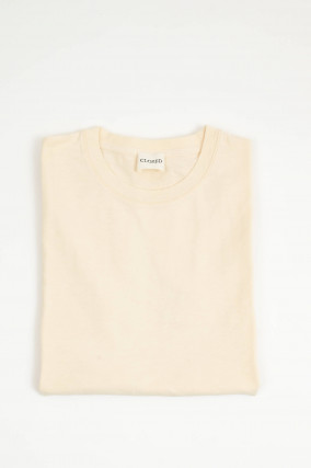  T-Shirt mit Logo-Stickerei in Creme