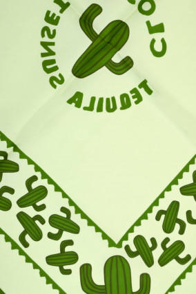 Seiden-Tuch mit Kaktus-Print in Grün