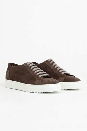 Veloursleder Sneaker in Braun