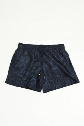  Badehose mit Paisley Print in Navy