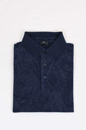 Polo-Shirt in Navy mit Paisley-Muster