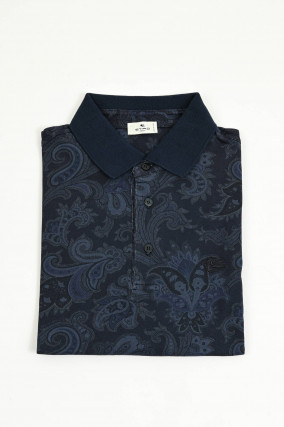  Polo-Shirt in Navy mit Paisley-Muster