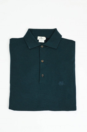 Langarm Polo-Shirt in Dunkelgrün