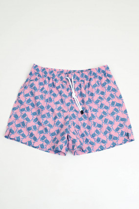 Badehose mit Schildkröten-Muster in Rosa/Blau
