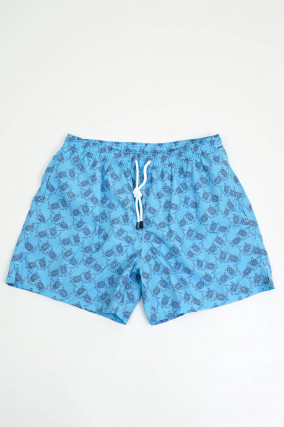 Badehose mit Schildkröten-Muster in Türkis