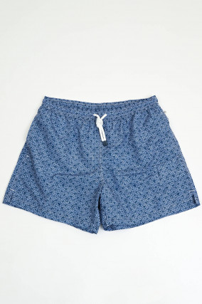 Badehose mit Mosaikmuster in Dunkelblau
