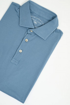 Jersey-Poloshirt in Graublau