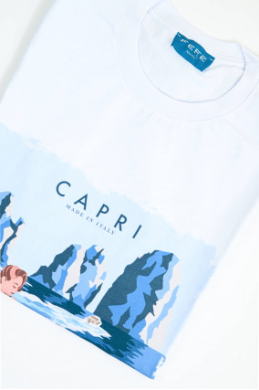 Kurzarm-Shirt CAPRI in Weiß/Blau