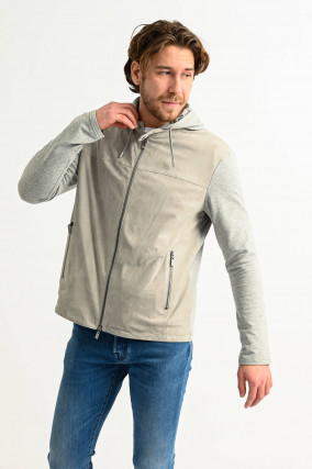 Jacke mit Rauleder-Einsatz in Grau