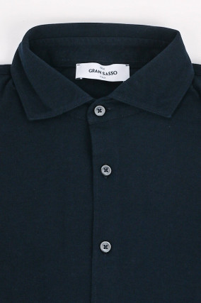 Langarm Poloshirt in Navy