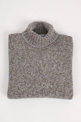 Rollkragenpullover in Beige meliert