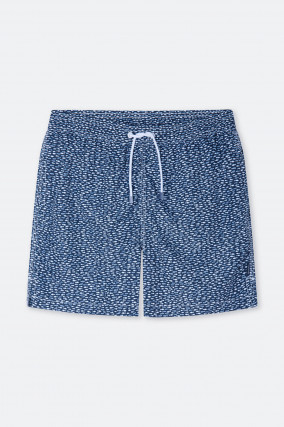 Nachhaltige Badeshorts mit Print in Navy/Weiß