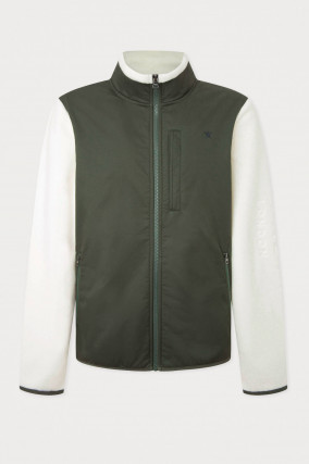 Materialmix Jacke in Khaki/Natur