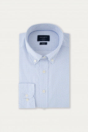 Baumwollhemd mit Print Weiß/Hellblau