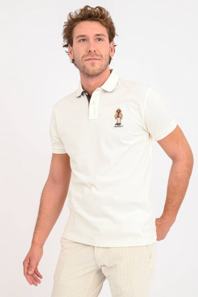Kurzarm Polo HARRY EDITION mit Stitching in Creme