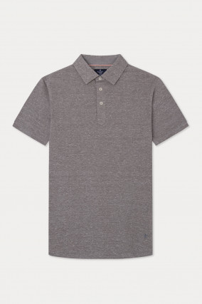 Poloshirt aus Material-Mix in Grau
